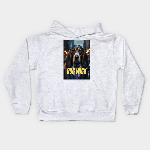 Dog Wick #1 with text Kids Hoodie by aifuntime